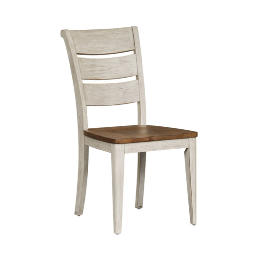 Farmhouse Reimagined - Ladder Back Side Chair - Antique White / Chestnut Tops