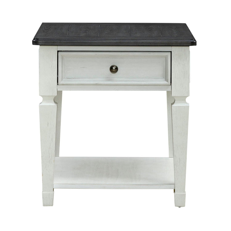 Allyson Park - Drawer End Table - Wirebrushed White / Charcoal