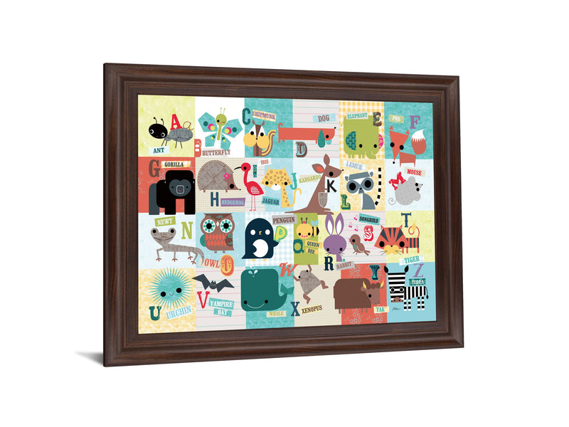 Playful Alphabet Parade - 28" x 34" Framed Wall Art - Light Blue