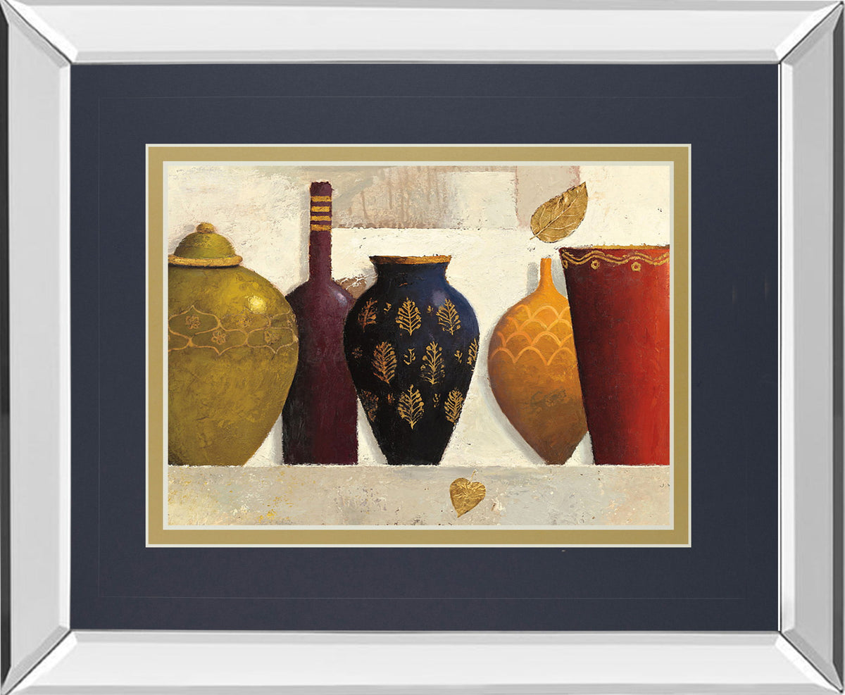 Jeweled Vessels By J. Wiens - Mirror Framed Print Wall Art - Dark Gray