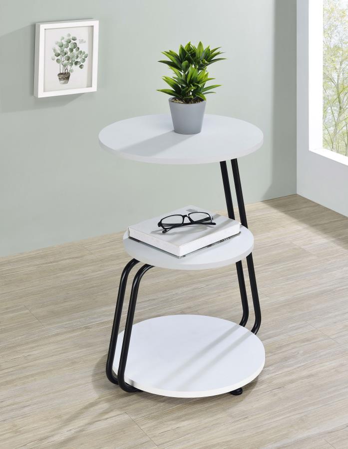 Hilly 3-tier Round Accent Side Table White and Black Default Title