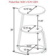 Hilly 3-tier Round Accent Side Table White and Black