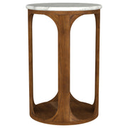 Berkeley Round Marble Top Side Table White and Brown