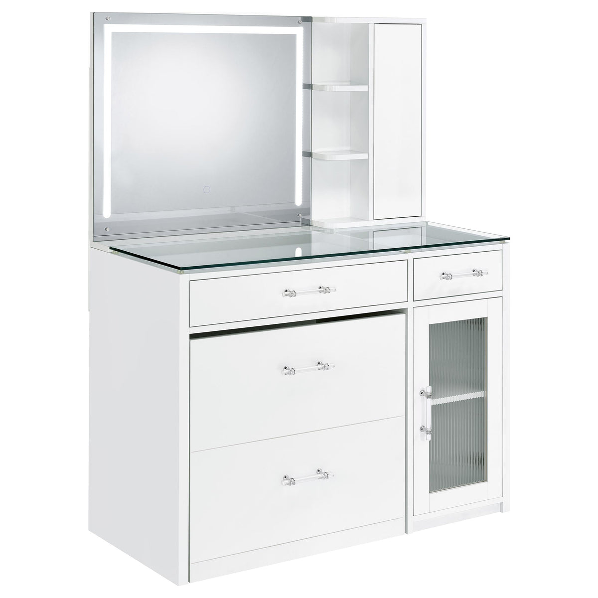 Flora 2-drawer Vanity Set with LED Mirror High Gloss