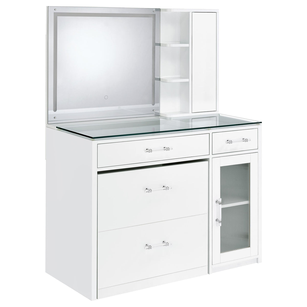 Flora 2-drawer Vanity Set with LED Mirror High Gloss