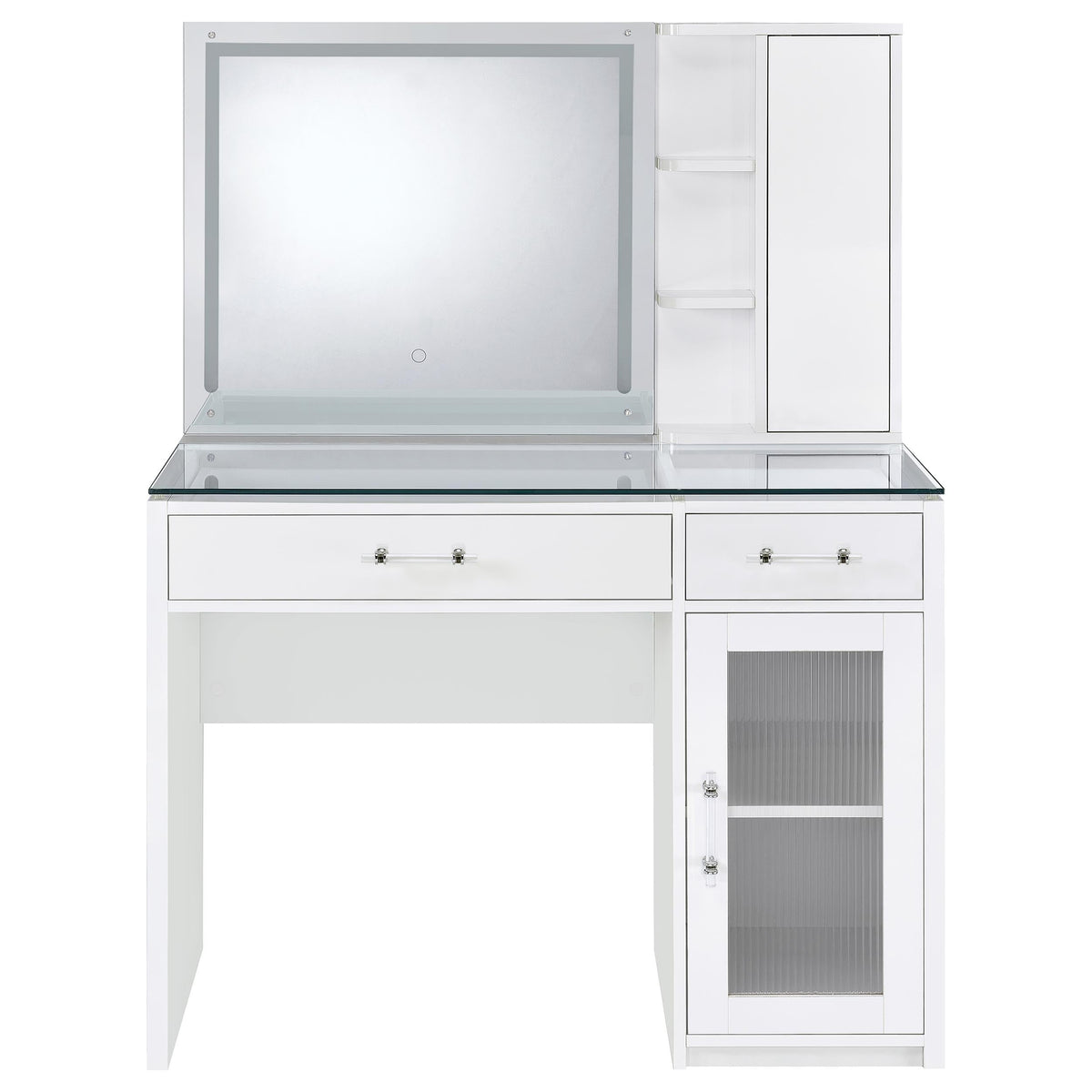Flora 2-drawer Vanity Set with LED Mirror High Gloss