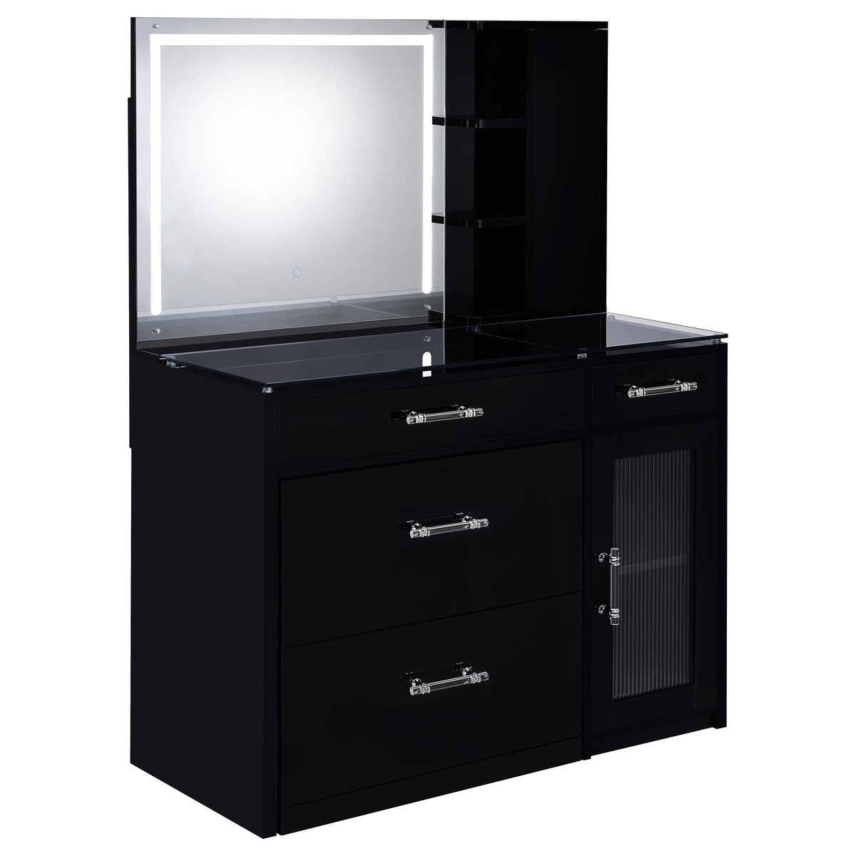 Flora 2-drawer Vanity Set with LED Mirror High Gloss