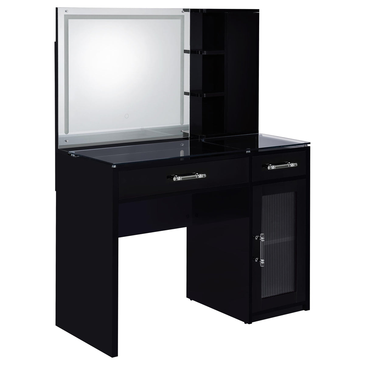 Flora 2-drawer Vanity Set with LED Mirror High Gloss
