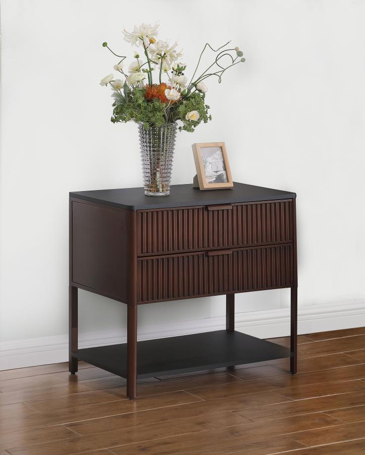 Zimmerlee 2-drawer Side Table with Shelf Rust Brown Default Title