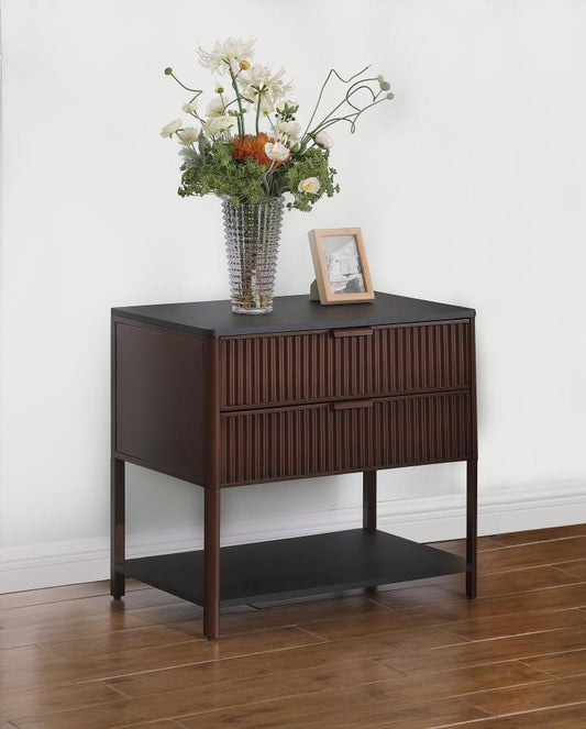 Zimmerlee 2-drawer Side Table with Shelf Rust Brown Default Title