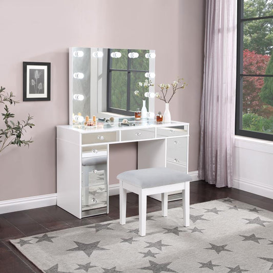 Regina Makeup Vanity Table Set with Lighting White Default Title