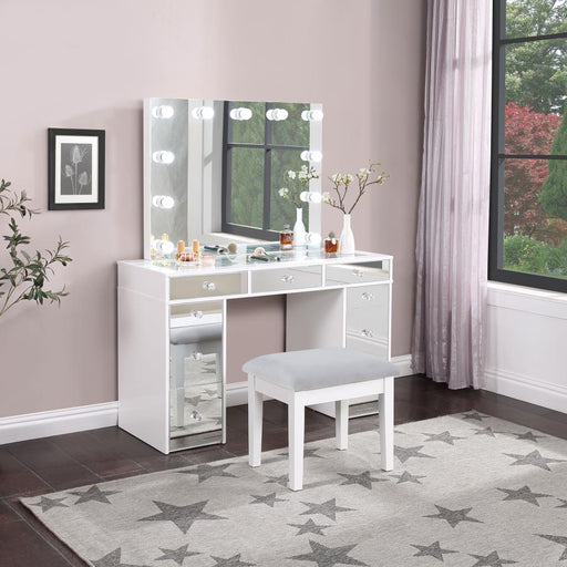 Regina Makeup Vanity Table Set with Lighting White Default Title