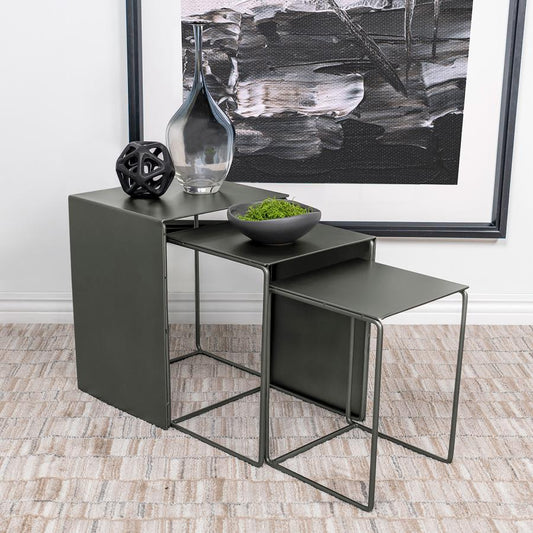 Imez 3-piece Rectangular Metal Nesting Table Set Grey Default Title