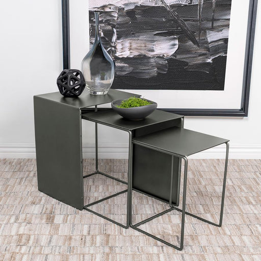 Imez 3-piece Rectangular Metal Nesting Table Set Grey Default Title