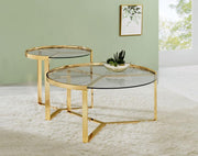 Delia Round Glass Top Nesting Coffee Table Gold
