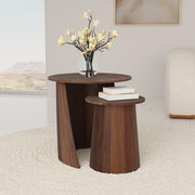 Yency 2-piece Round Mango Wood Nesting Table Set Dark Brown Mango Default Title