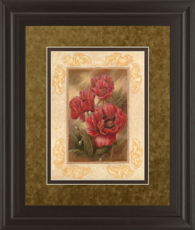 Daphne's Poppies By Vivian Flasch - Framed Print Wall Art - Light Brown