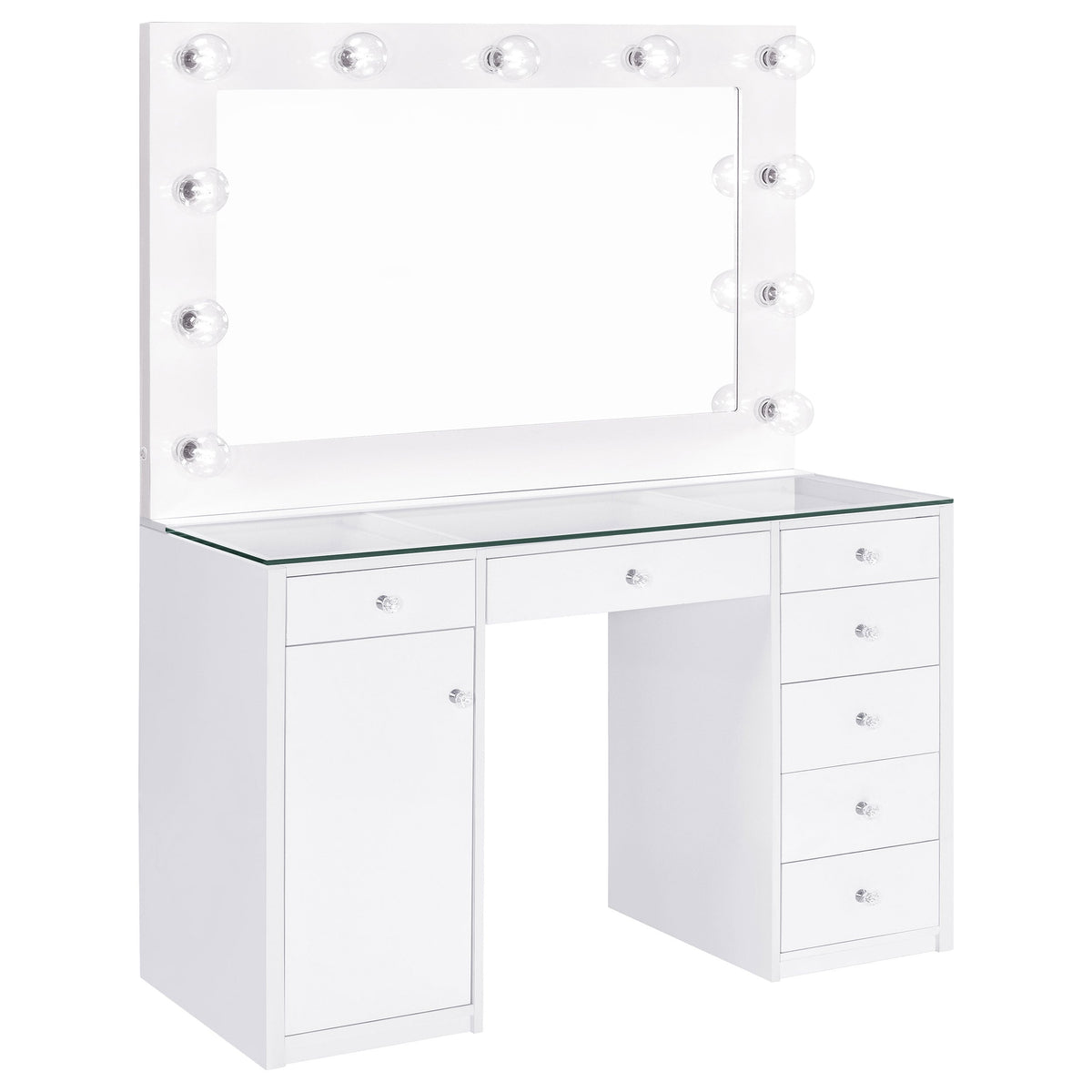 Acena 7-drawer Vanity Set with ing High Gloss