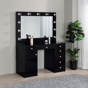 Acena 7-drawer Vanity Set with ing High Gloss Black High Gloss