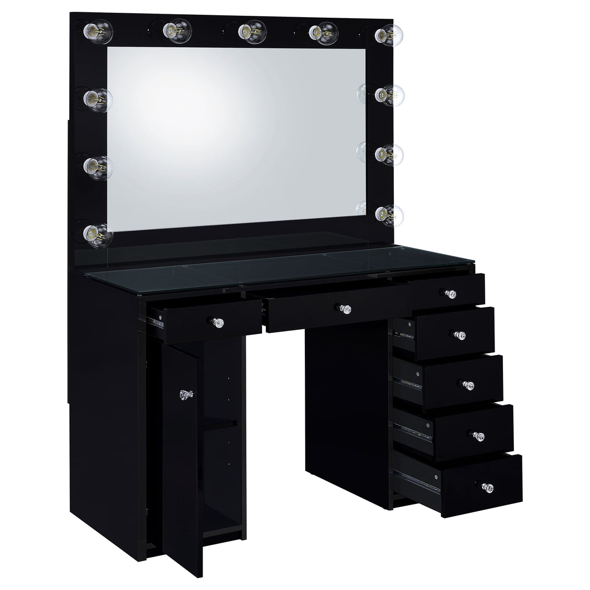Acena 7-drawer Vanity Set with ing High Gloss