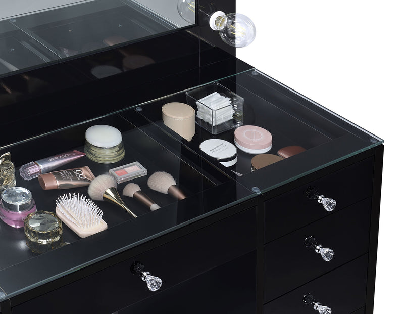 Acena 7-drawer Vanity Set with ing High Gloss
