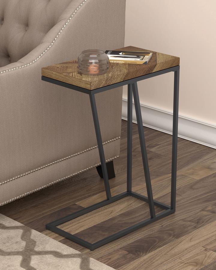 Sergio Engineered Wood C-Shaped Sofa Side Table Rustic Tobacco