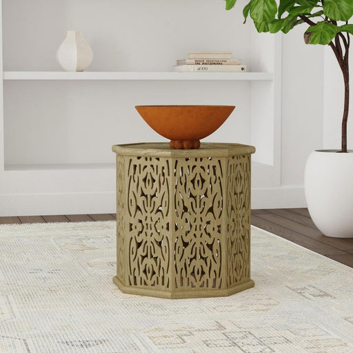 Torres Octagonal Solid Mango Wood Side Table Natural Brown Default Title