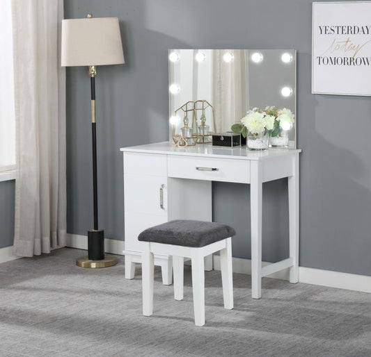 Elijah Vanity Set with Lighting & Stool White and Dark Grey Default Title