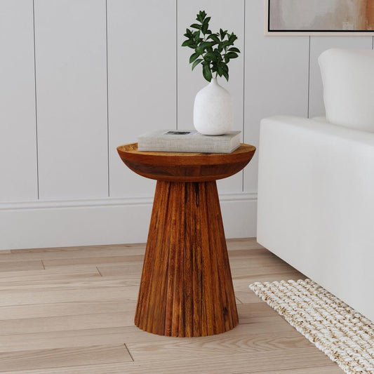 Aureo Round Solid Wood Accent Side Table Wild Honey Default Title