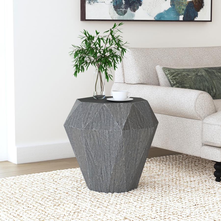Jacinto Octagonal Solid Wood Side Table Grey