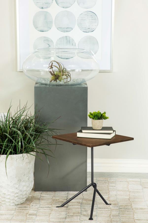 Heitor Square Wood Top Accent Side Table Dark Brown Default Title