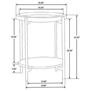 Adhvik Round End Side Table Marble Shelf Natural and Black