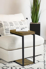 Beck Engineered Wood C-Shape Sofa Side Table Rustic Nutmeg