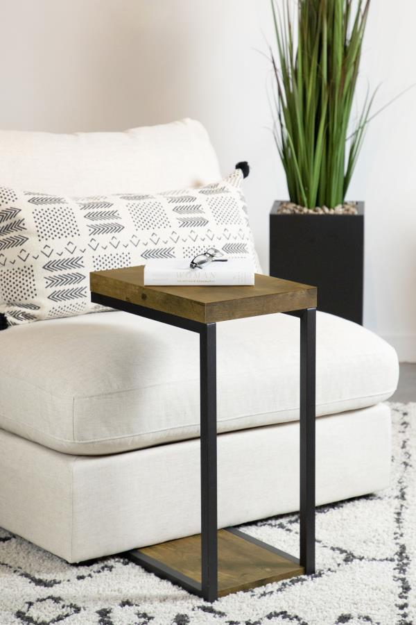 Beck Engineered Wood C-Shape Sofa Side Table Rustic Nutmeg