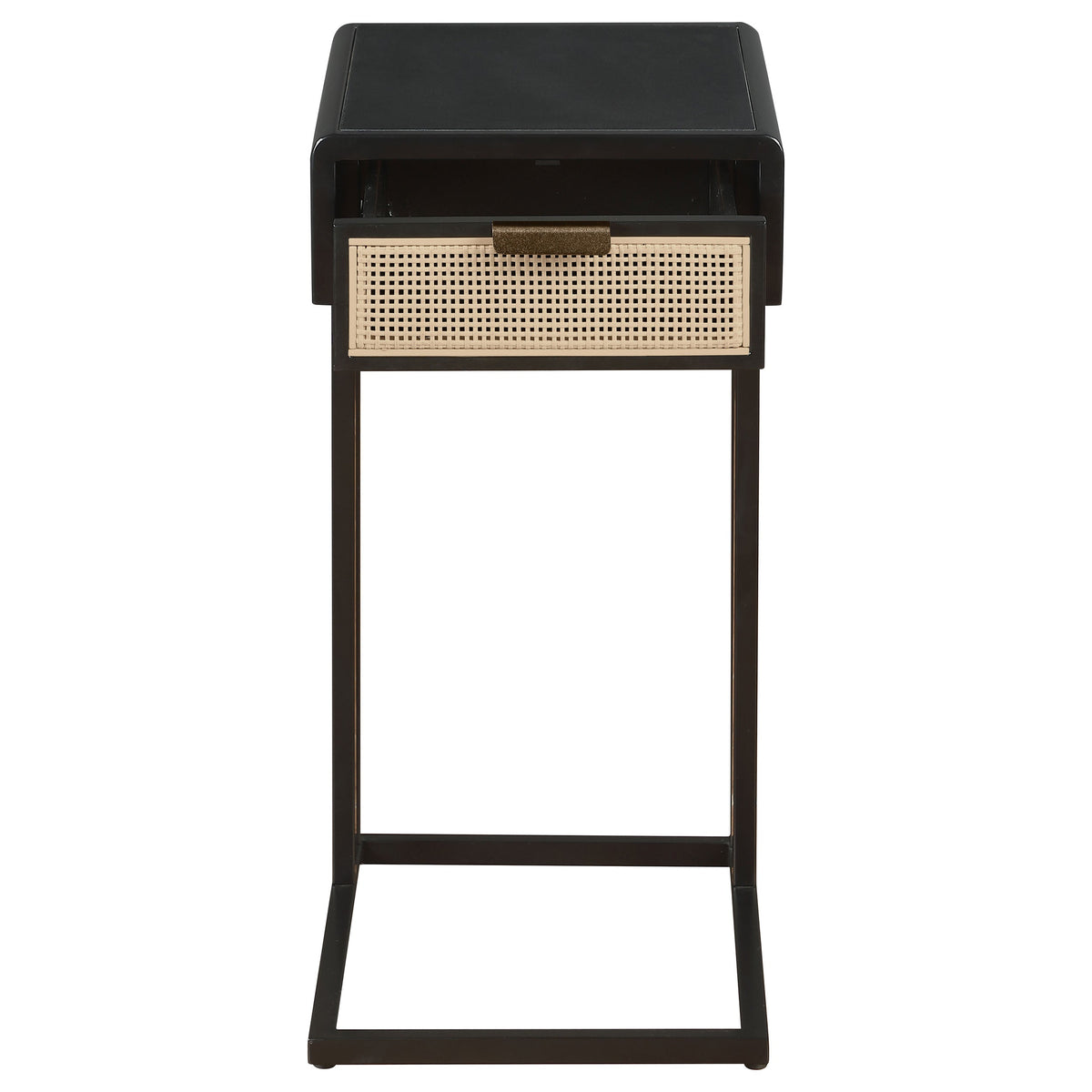 Amherst 1-drawer Radio Weave Cane Metal Side Table