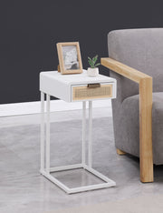 Amherst 1-drawer Radio Weave Cane Metal Side Table