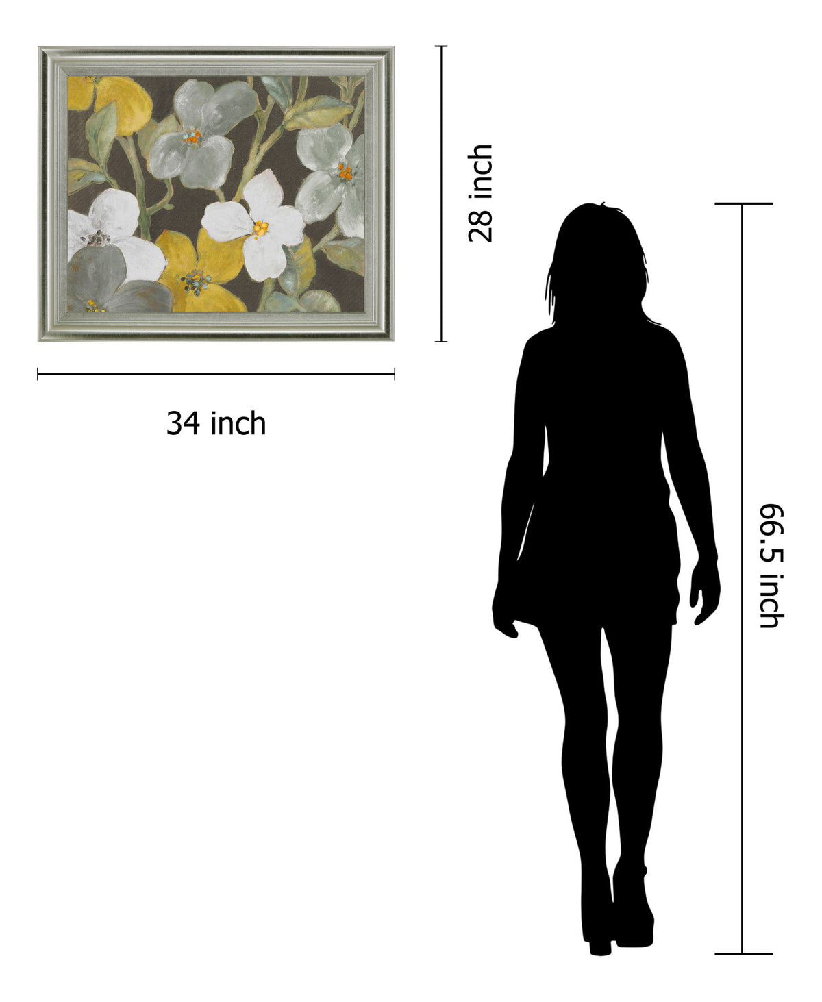 Golden Meadow Blossoms - 28" x 34" Framed Wall Art - Gray