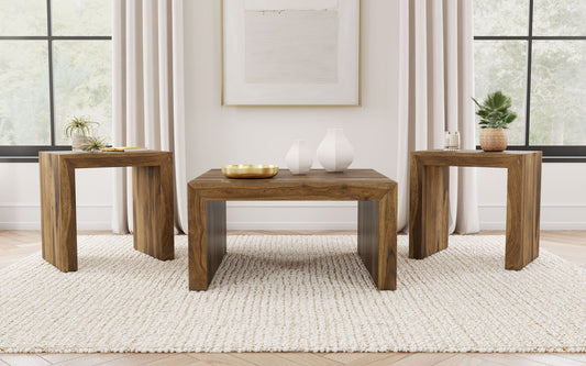 Odilia 3-piece Solid Wood Coffee and End Table Set Auburn