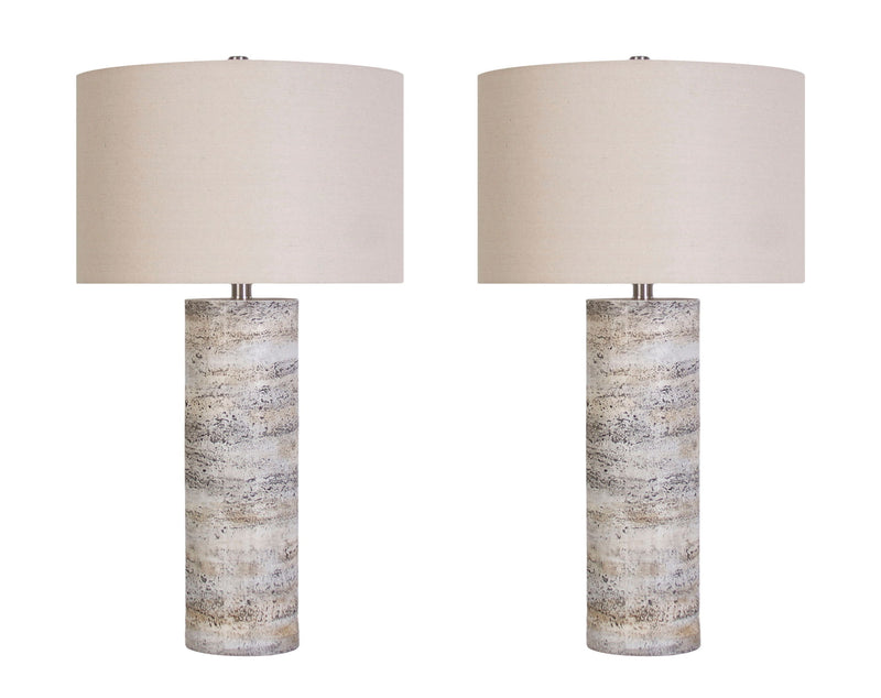 "Tassel Elegance I" Metal Floor Lamp - Soft Gold / White Marble