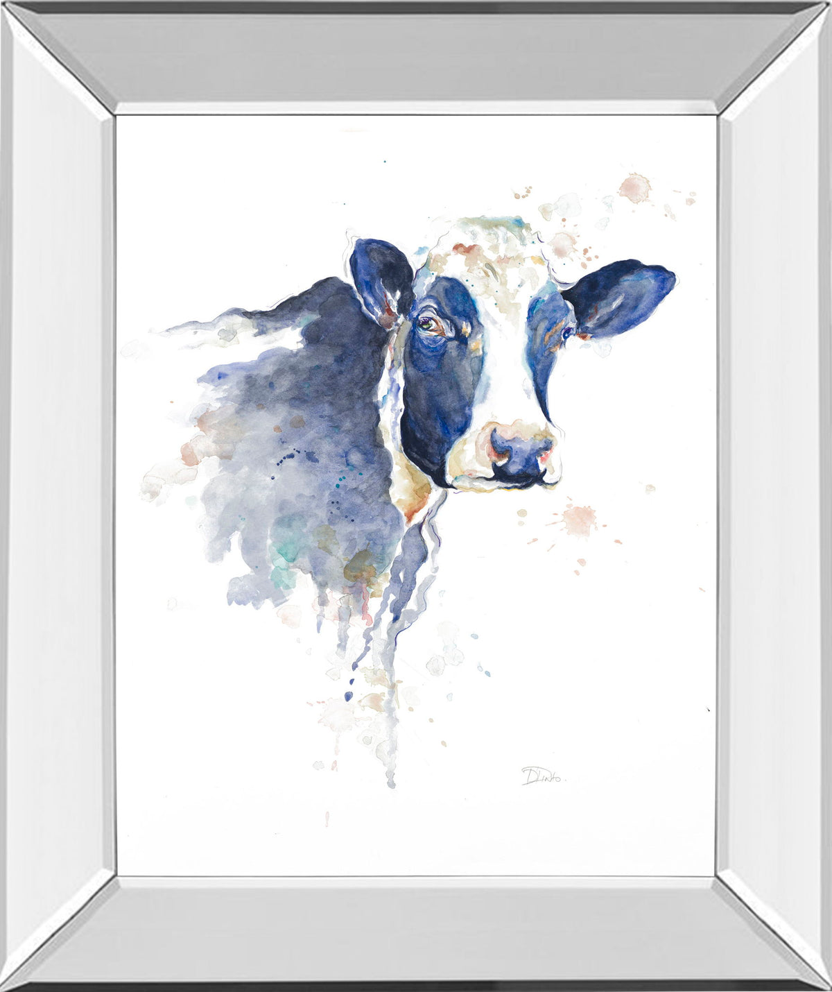 Watercolor Cow By Patricia Pinto - Mirror Framed Print Wall Art - White
