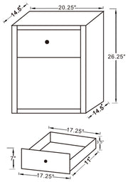 Coquette 1-drawer Mirrored Accent Side Table Silver