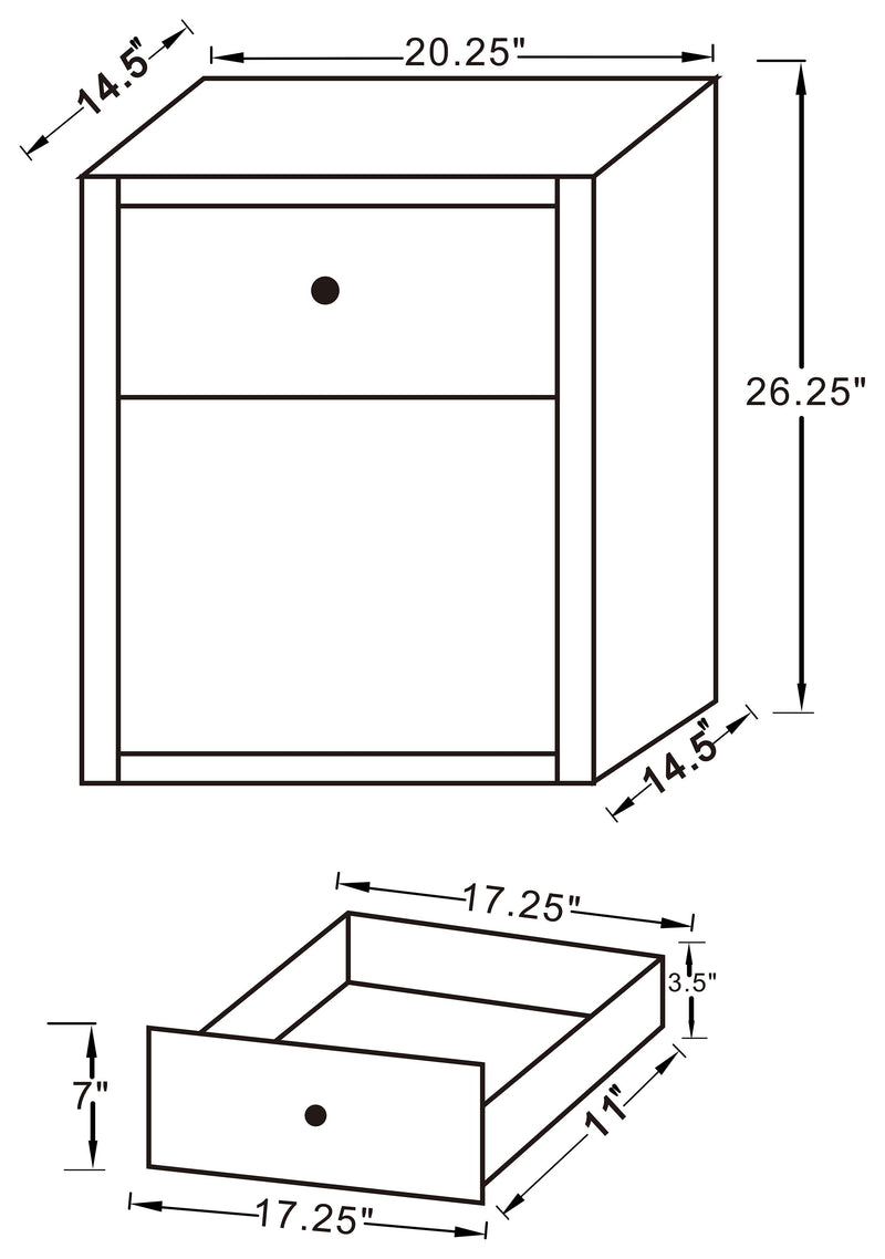 Coquette 1-drawer Mirrored Accent Side Table Silver