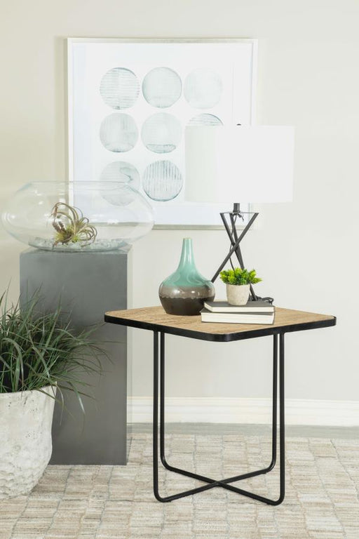 Elyna Square Stone Top Accent Side Table Beige Default Title