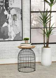 Bernardo Round Wire Frame Side Table Natural and Gunmetal Default Title