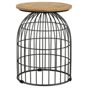 Bernardo Round Wire Frame Side Table Natural and Gunmetal