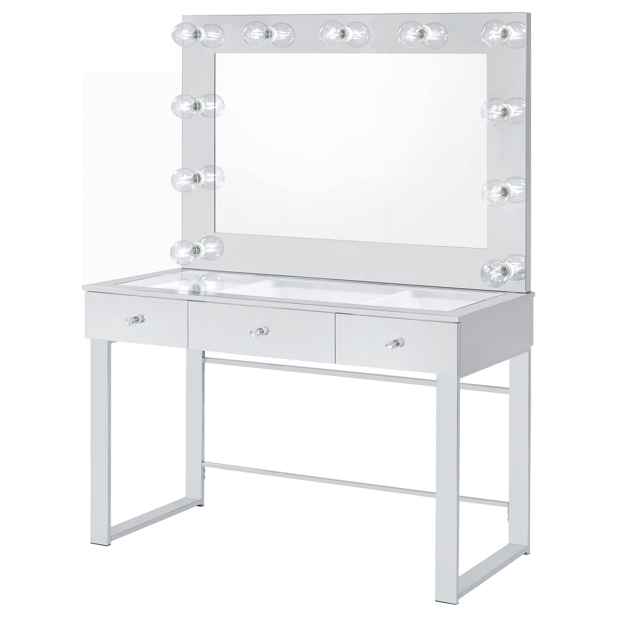 Umbridge 3-drawer Vanity Set with Lighting Chrome and White
