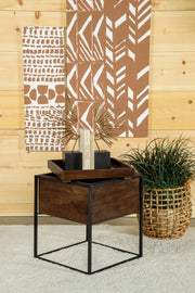 Ondrej Square Accent Side Table Removable Tray Dark Brown Default Title