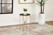Eliska Round Green Marble Top Accent Side Table Antique Gold Default Title