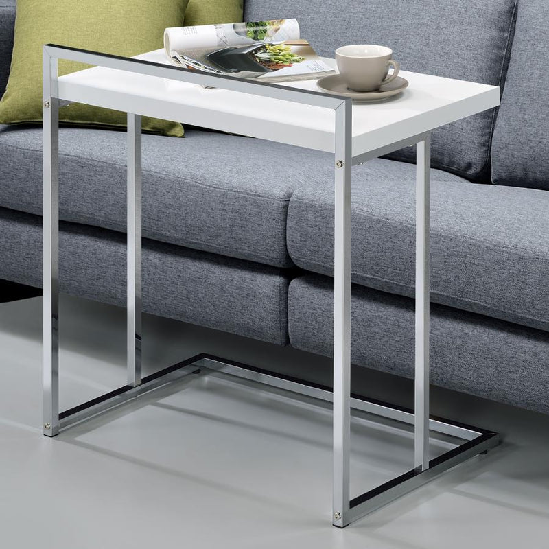 Dani Rectangular C-Shaped Sofa Side Table High Gloss White High Gloss