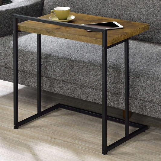 Dani Rectangular C-Shaped Sofa Side Table High Gloss Rustic Nutmeg